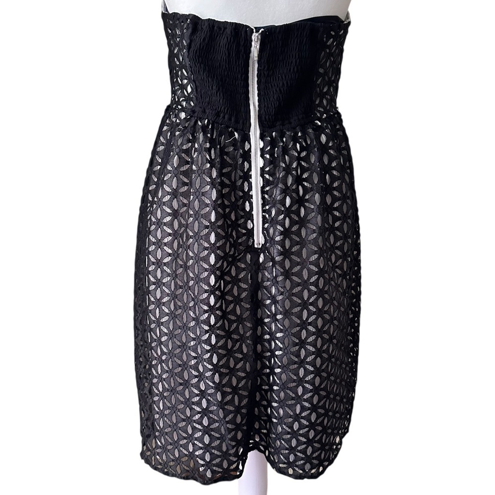 Motherhood Maternity Black Geometric Lace Knee Length Strapless Dress Size M - Picture 9 of 10